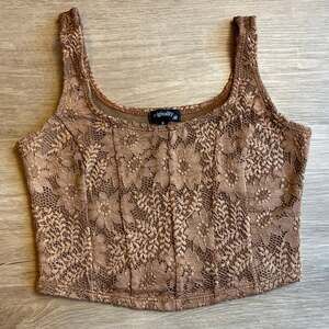 Originality Floral Lace Corset-Style Crop Tank S